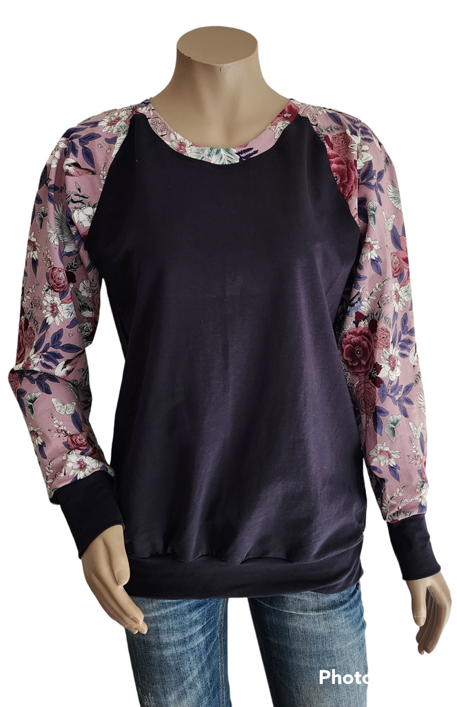 Dark Navy Floral Sweatshirt