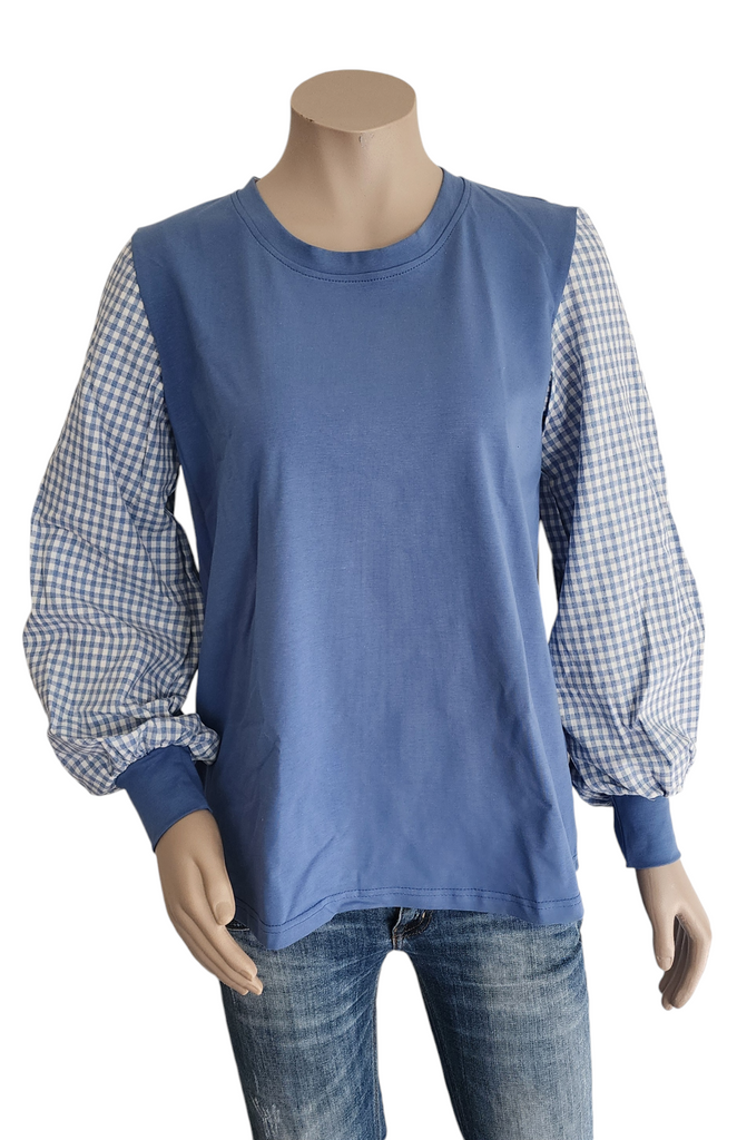 Blue Gingham Romance Top