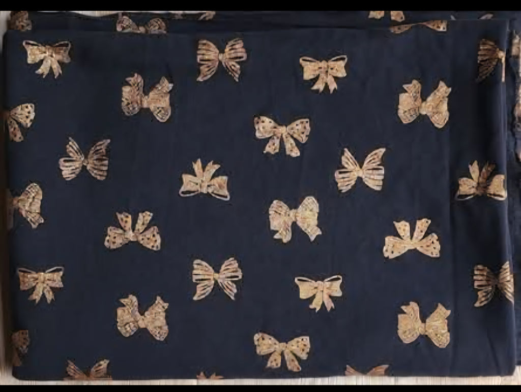 Black Gold Bow Sweatshirt Fabric