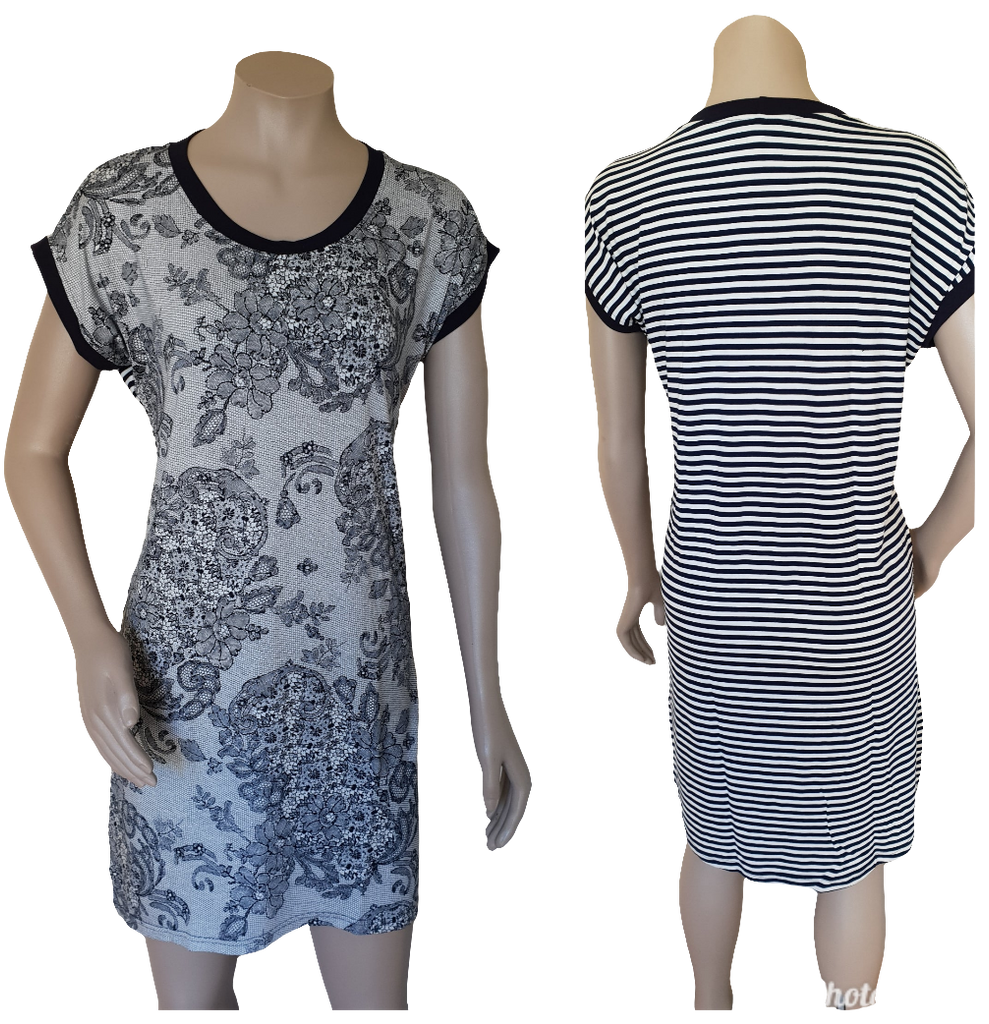 Navy Print Floral Dress