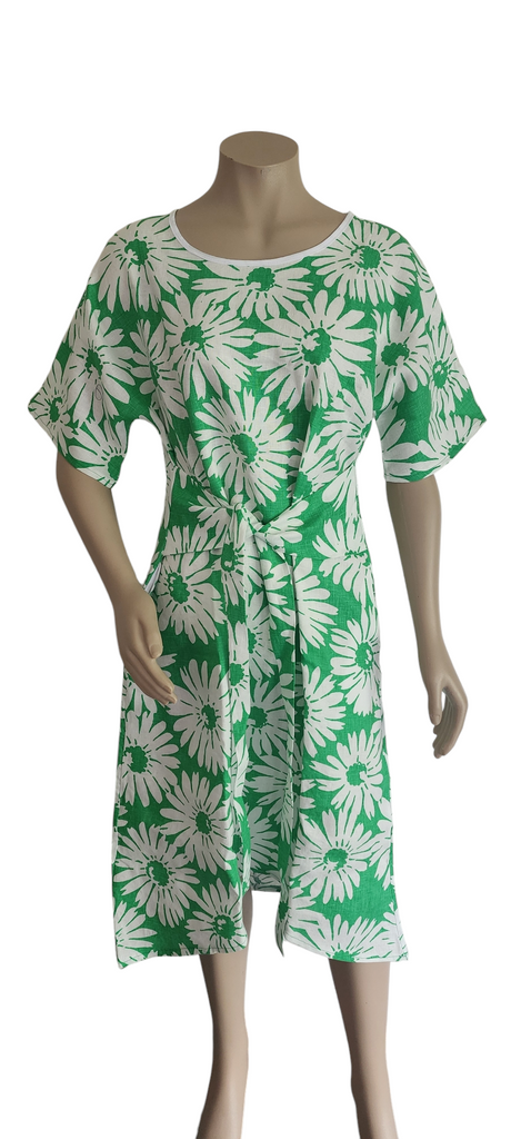 Green Linen Tie Dress