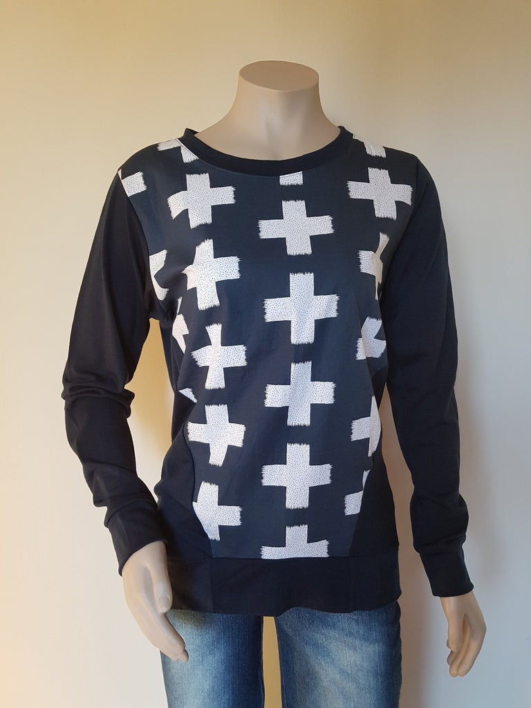 Navy Merino Cross Jumper