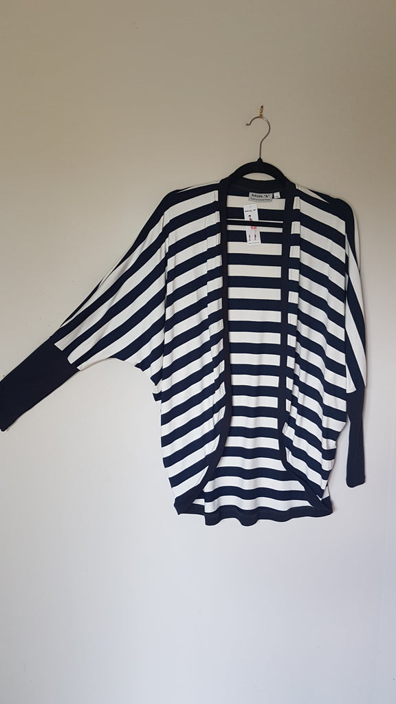 Navy & White Stripe Knit Kimono