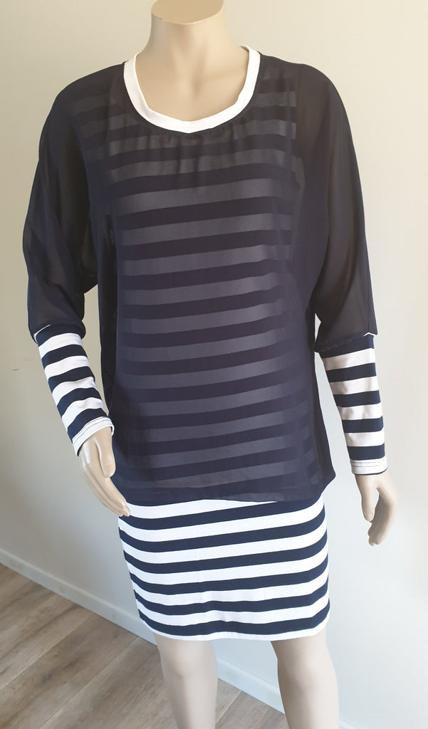Navy Batwing Top