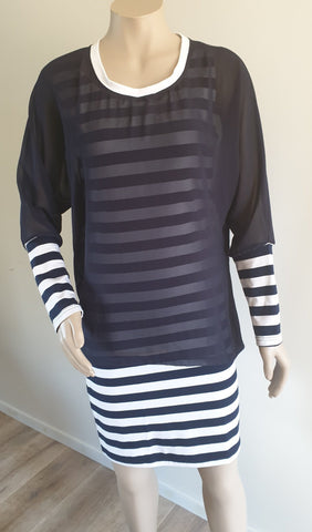Navy  Batwing Top