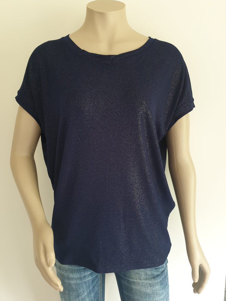 Navy Slouchy Shimmer Tee