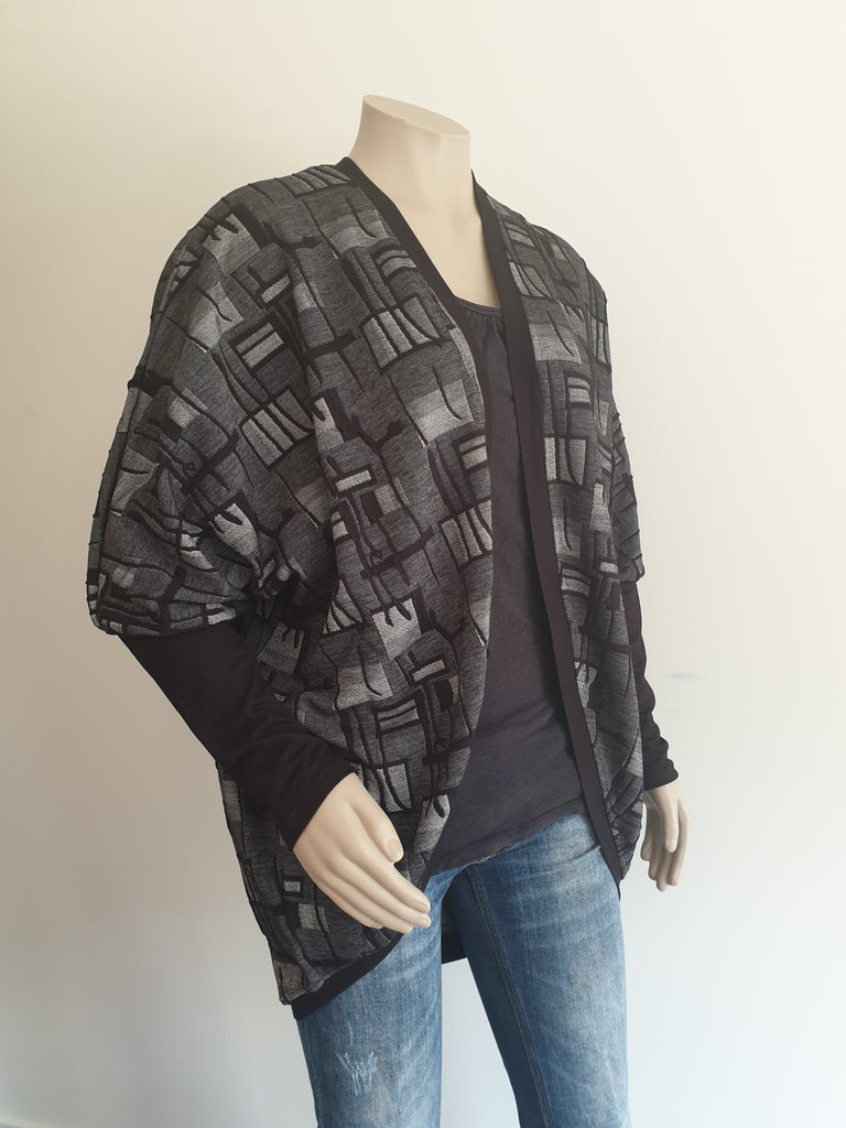 Black & Grey Knit Kimono
