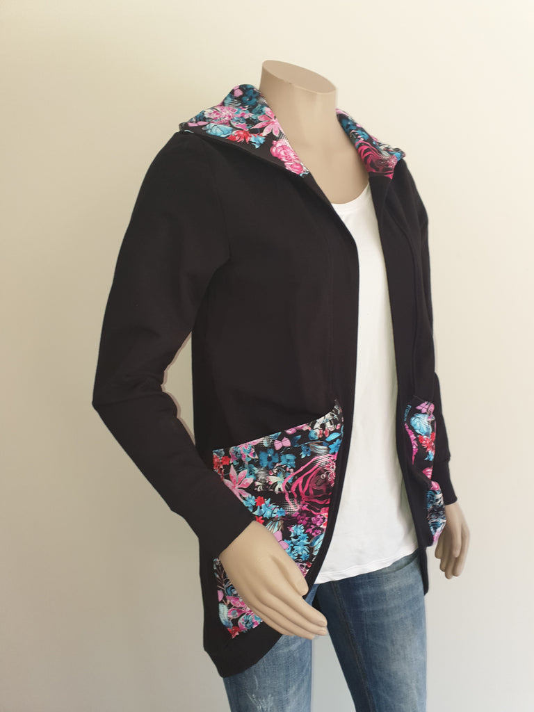 Black Longline Hooded Cardi