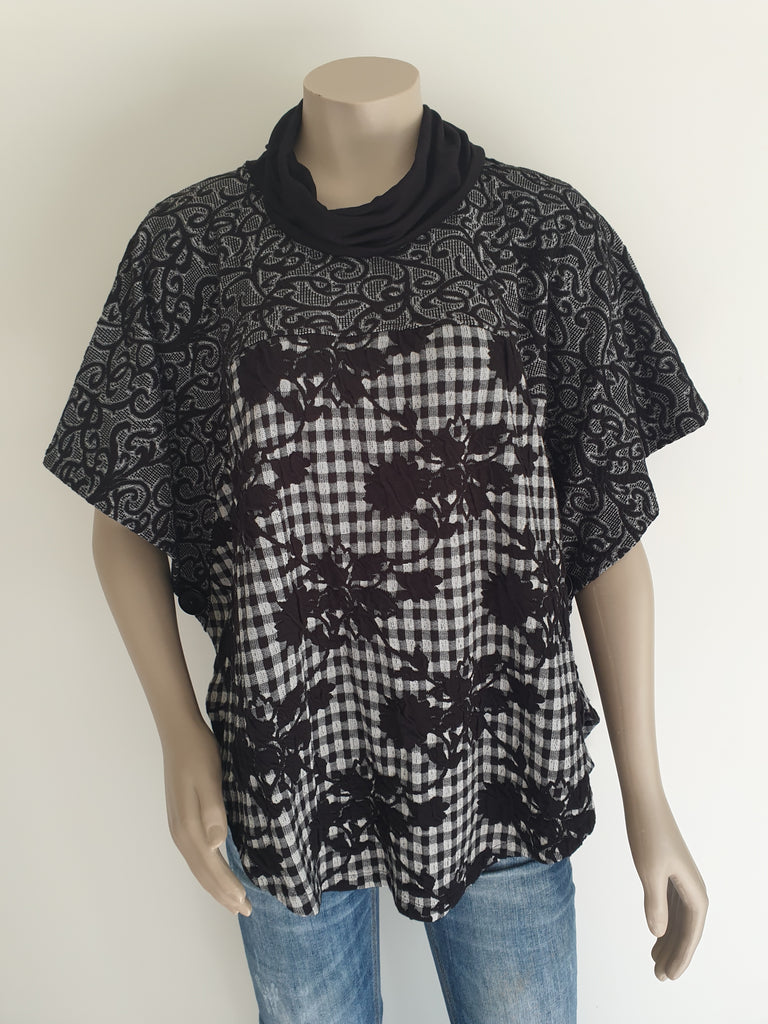 Black Checker Bottom Ponte Poncho