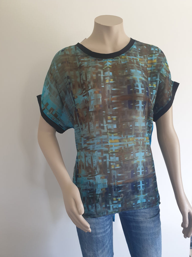 Teal Print Top