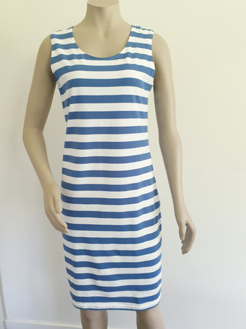 Blue Wide  Stripe Singlet Dress
