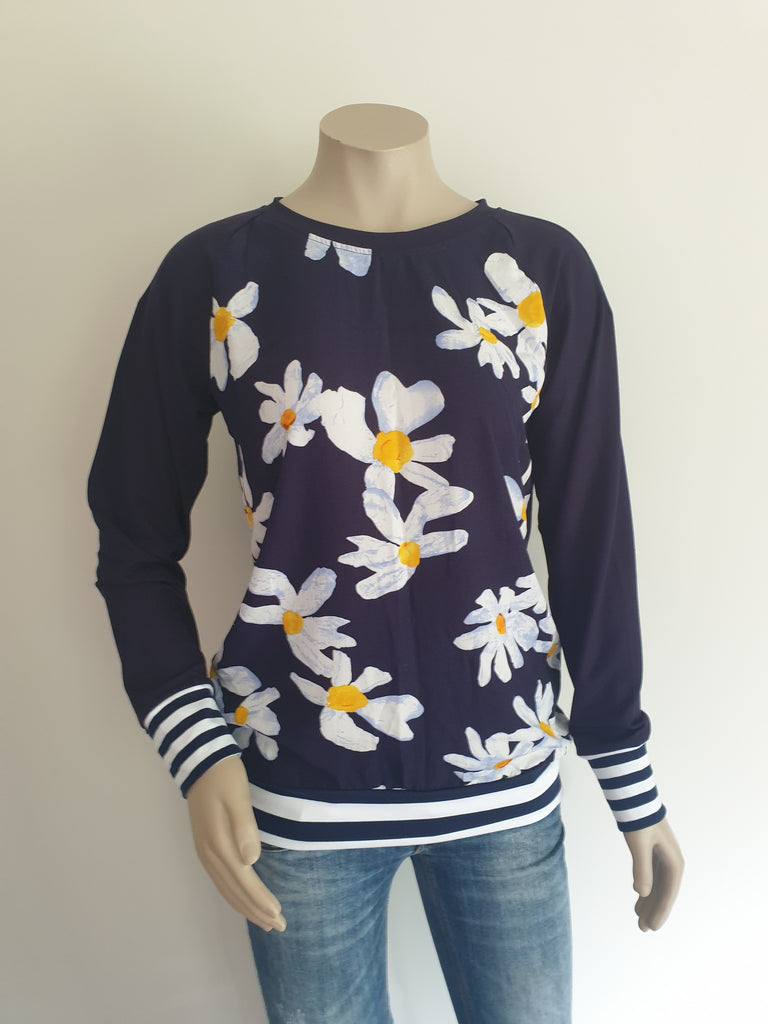 Navy Harpur Floral Top