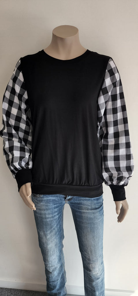 Black Gingham Romance Top