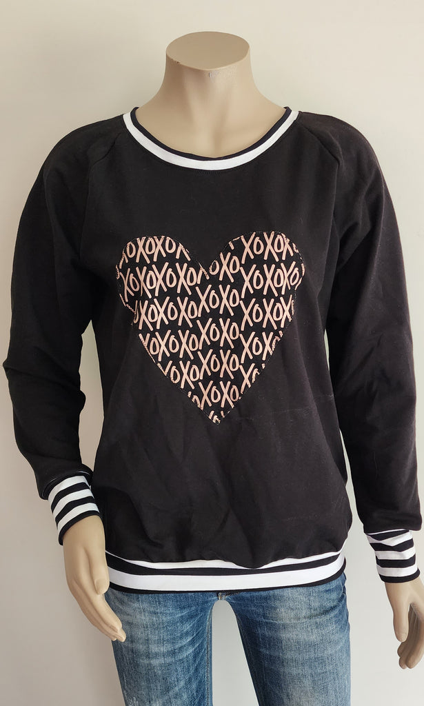 Black Rose Gold XO Heart Sweatshirt