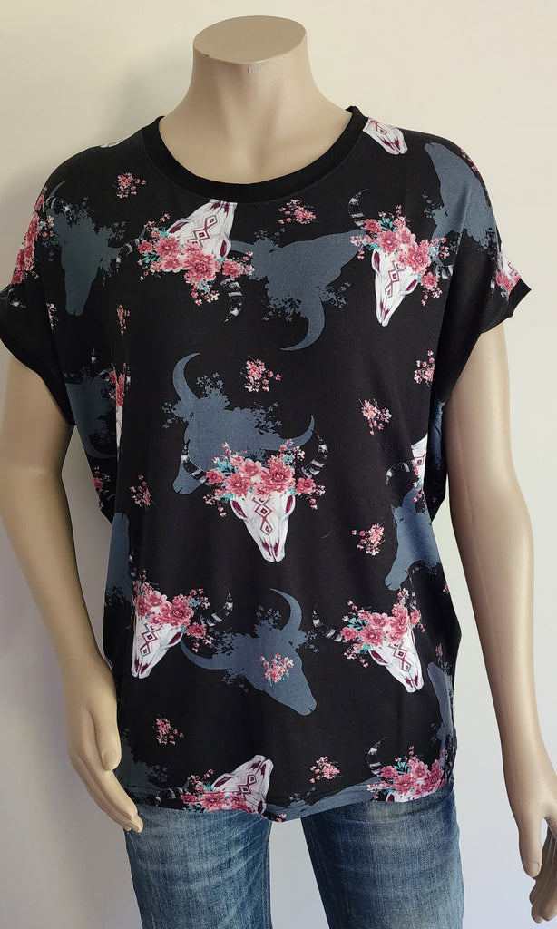 Floral Scull Slouchy Tee