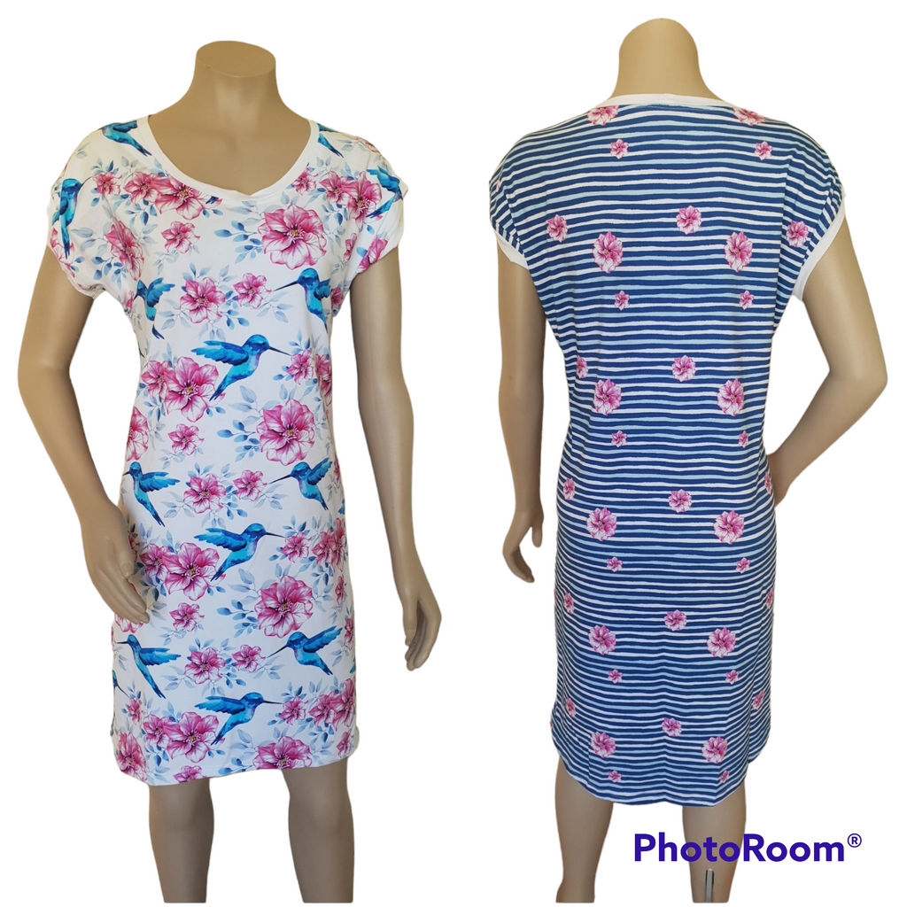 White Hummingbird Stripe Dress