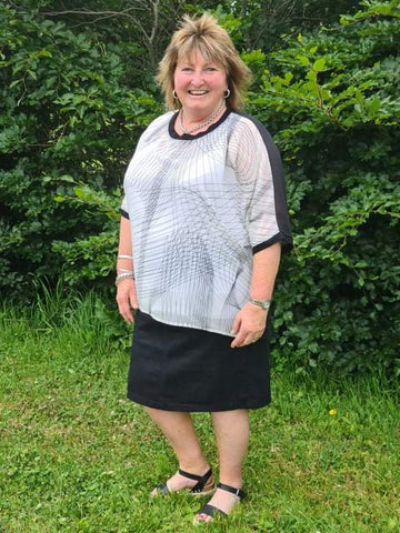 Black & White Squiggle Batwing Top