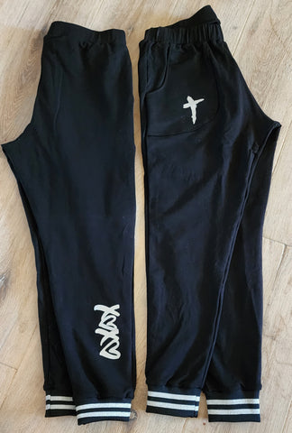 Black French Terry Silver XOXO  Pants
