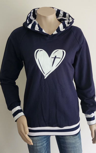 Navy Print  Hoody
