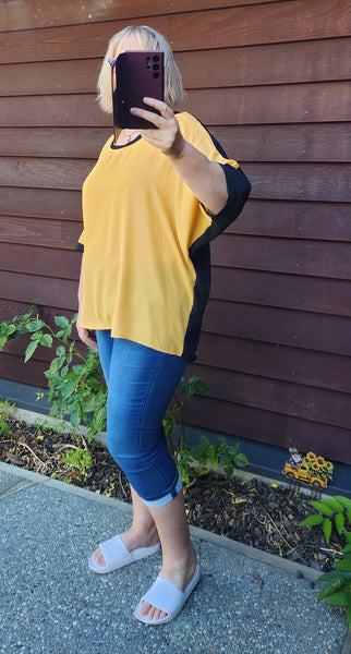 Mustard & Black Slouchy Top