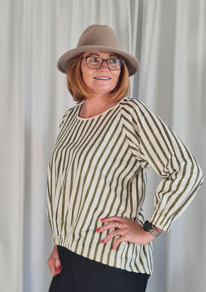 Green Stripe Rosella Tops