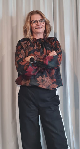 Autumn Print Ruffle Top