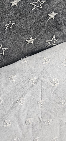 French Terry Anchor & Star Knit Fabric
