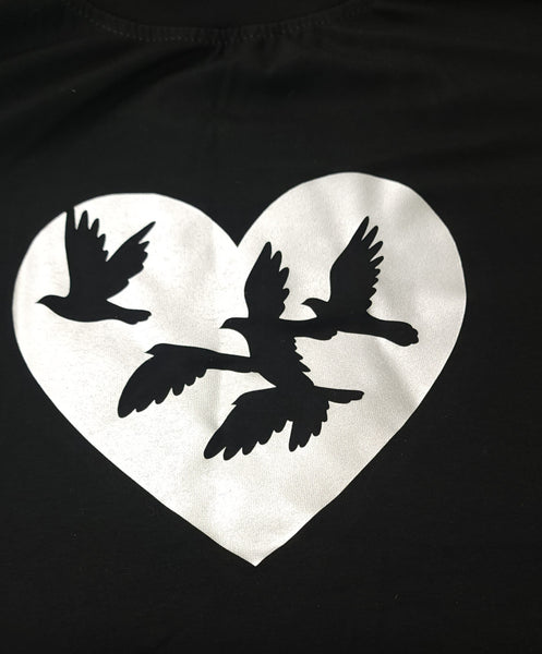 Black Tee with Silver Print