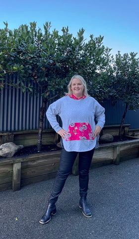 Pink & Grey Longline Hoody