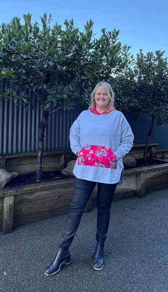 Pink & Grey Longline Hoody