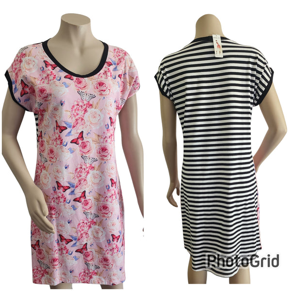 Butterfly Rose Stripe Dress