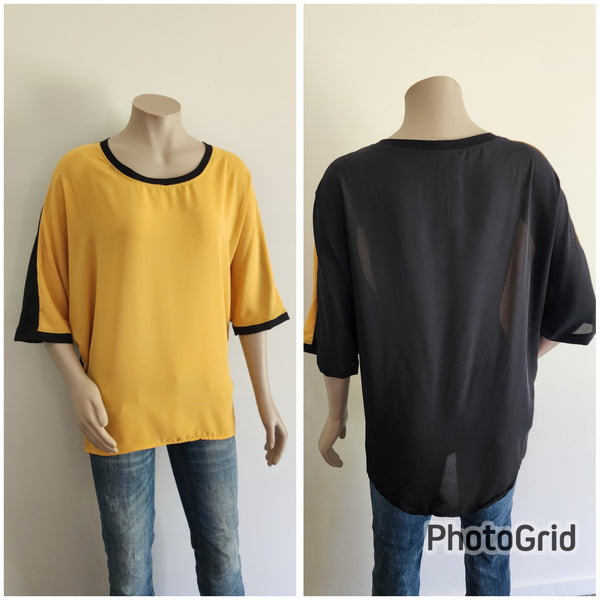 Mustard & Black Slouchy Top
