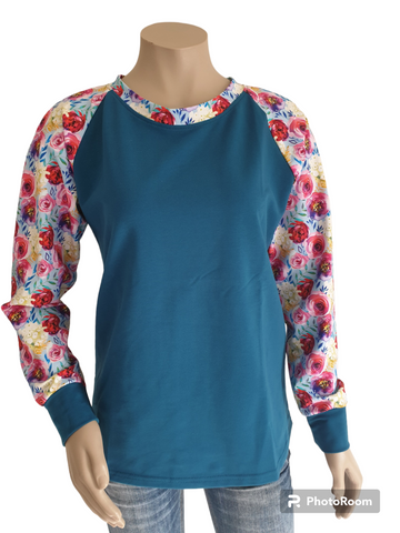 Teal  Floral Sweatshirt