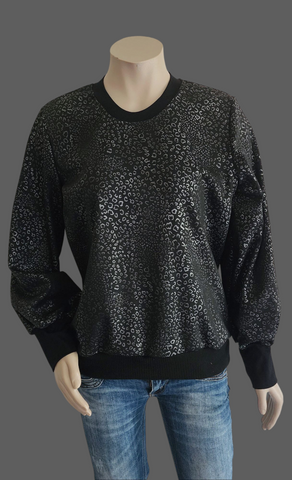 Black Animal Metalic Print  Sweatshirt