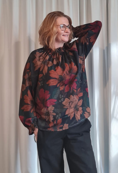 Autumn Print Ruffle Top