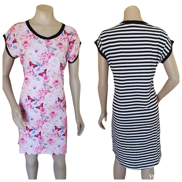 Butterfly Rose Stripe Dress