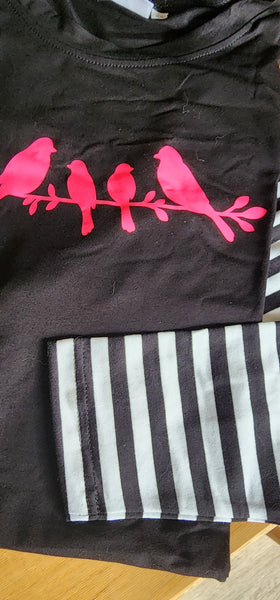 Vinyl Print Long Sleeve Stripe Tee