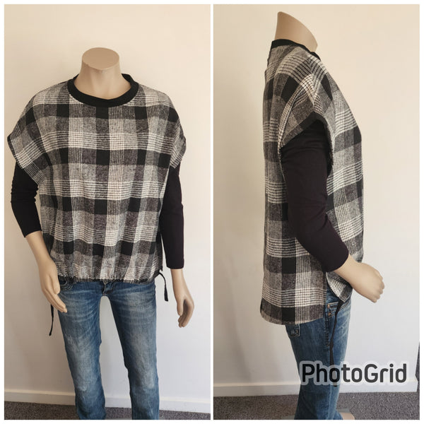 Black Check Wool Tie Top