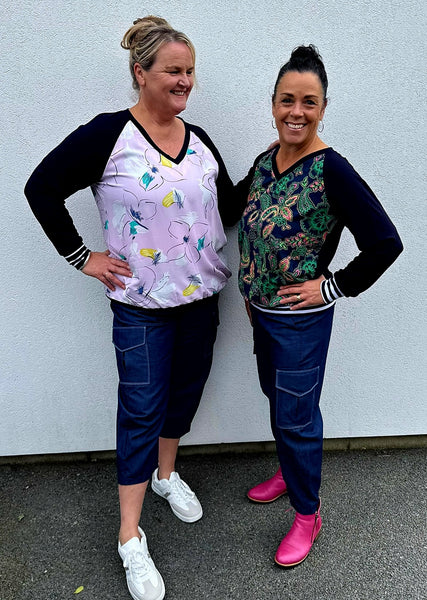 Navy Rayon V Neck Top