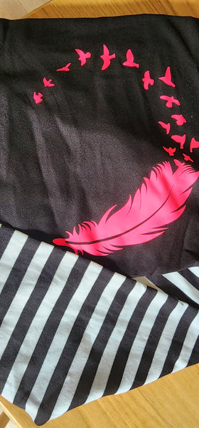 Vinyl Print Long Sleeve Stripe Tee