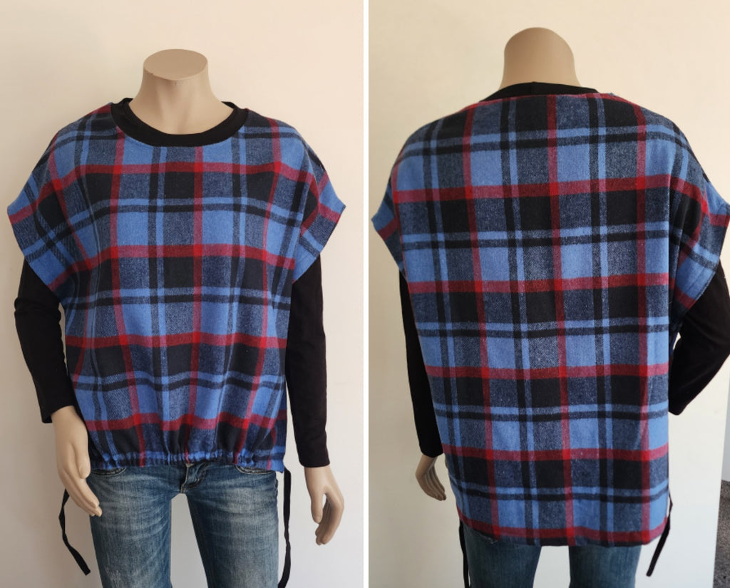 Blue Check Wool Tie Top