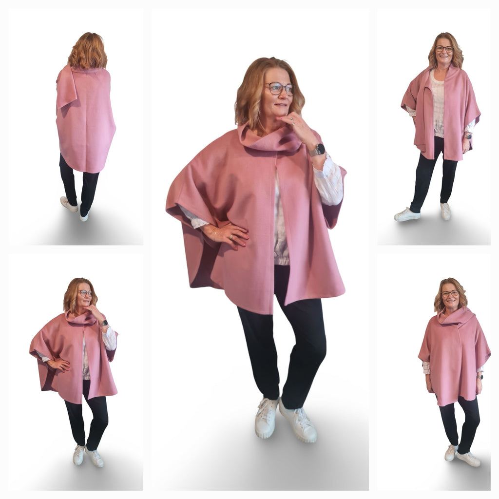 Pink Cashmere  Wool  Cape with Scalf