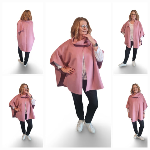 Pink Cashmere  Wool  Cape with Scalf