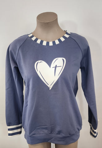 Blue Stripe Print Sweatshirt