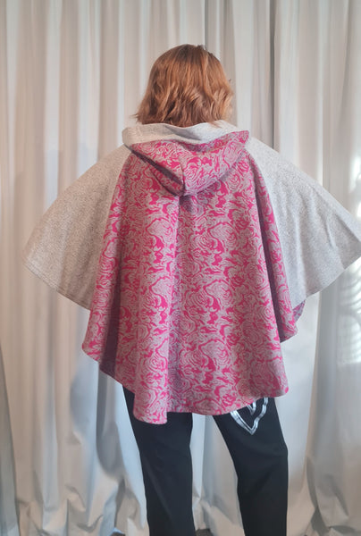 Merino &  Wool Cape - Pink & Grey