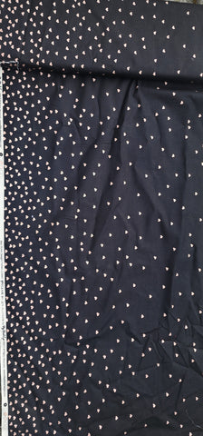 100% Cotton Black Rose Gold Metalic Heart Fabric