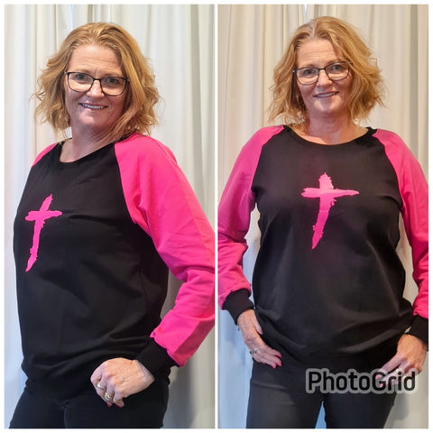 Pink & Black Print Sweatshirt