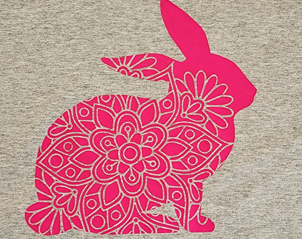 Grey Marl Tee with Pink Print