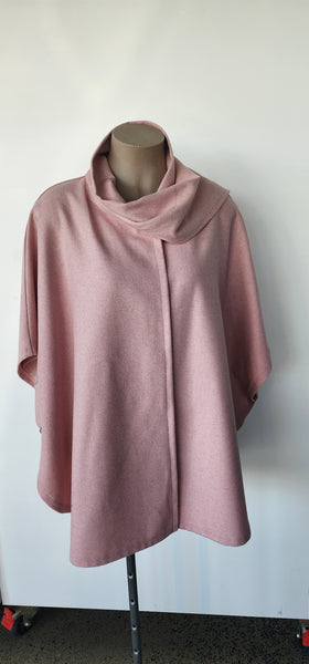 Herringbone Wool Pink Cape with Scalf
