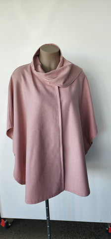 Herringbone Wool Pink Cape with Scalf